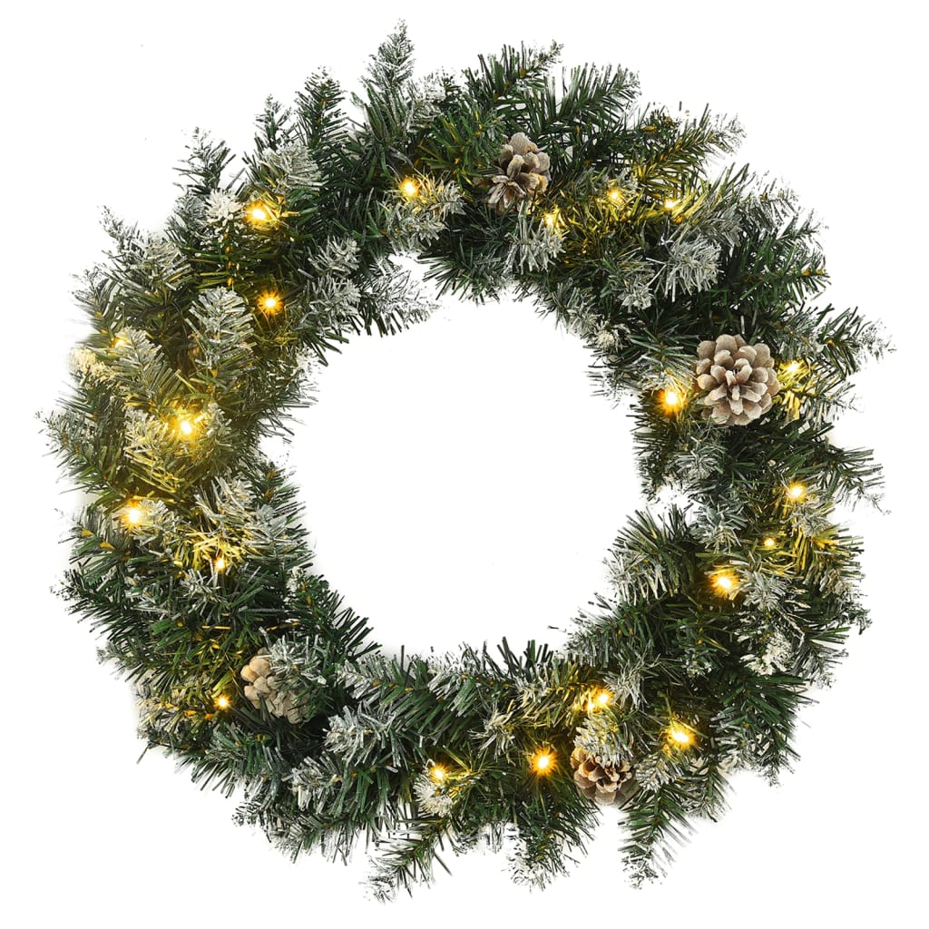 Kerstkrans Met Led-Lampjes 45 Cm Pvc Groen