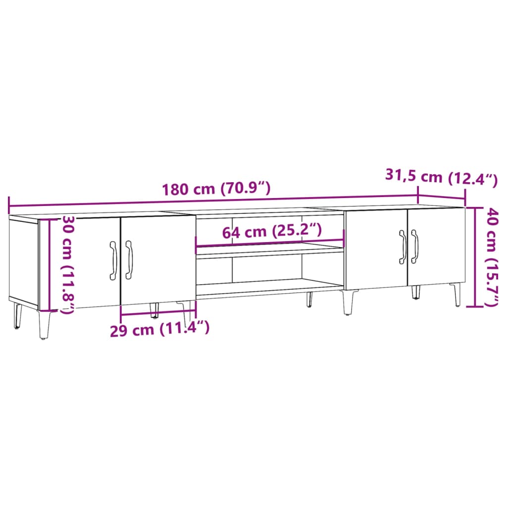 Tv-Meubel 180X31,5X40 Cm Bewerkt Hout